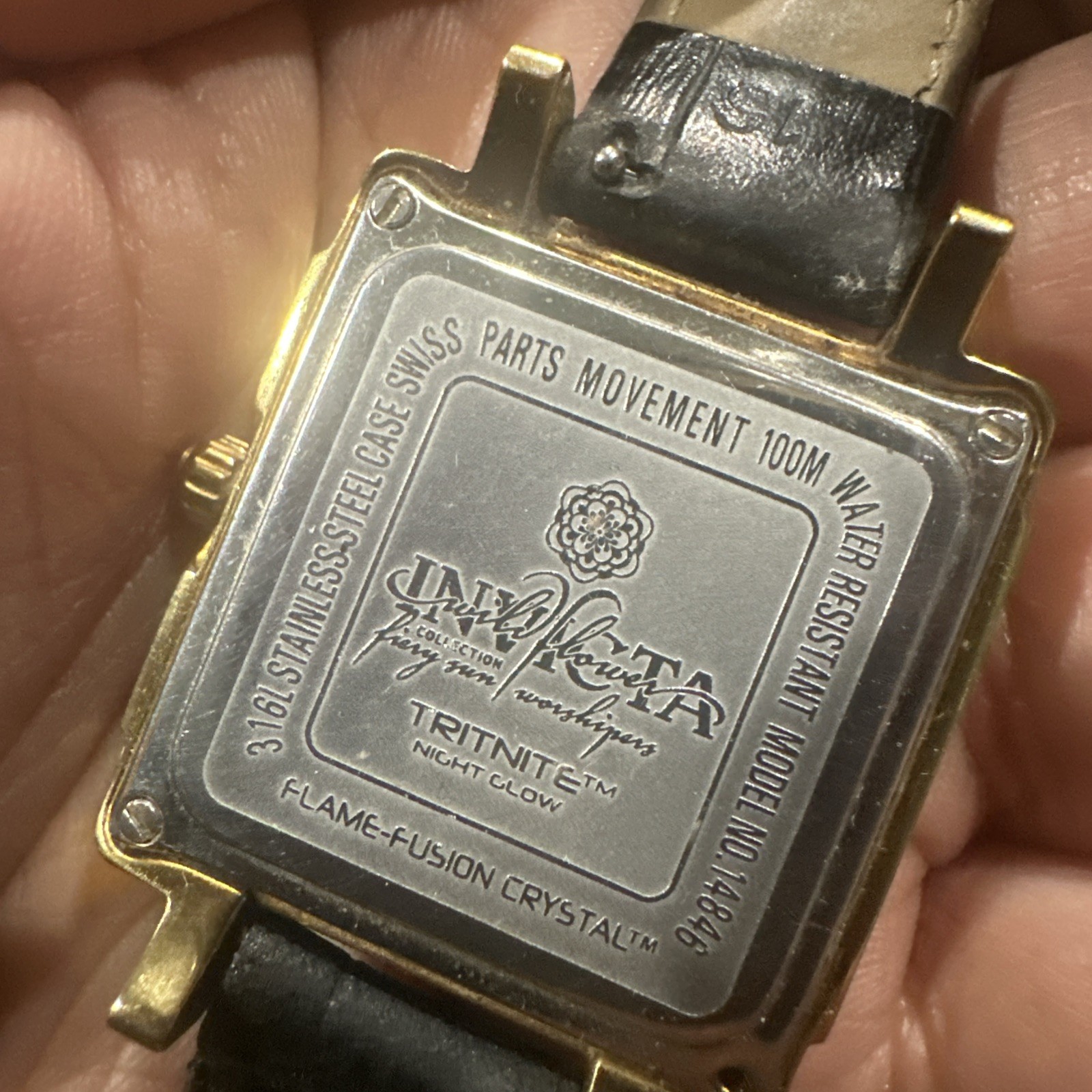 Working Invicta Flame Fusion Crystal Ladies Wrist Watch Square 33mm Black Runs