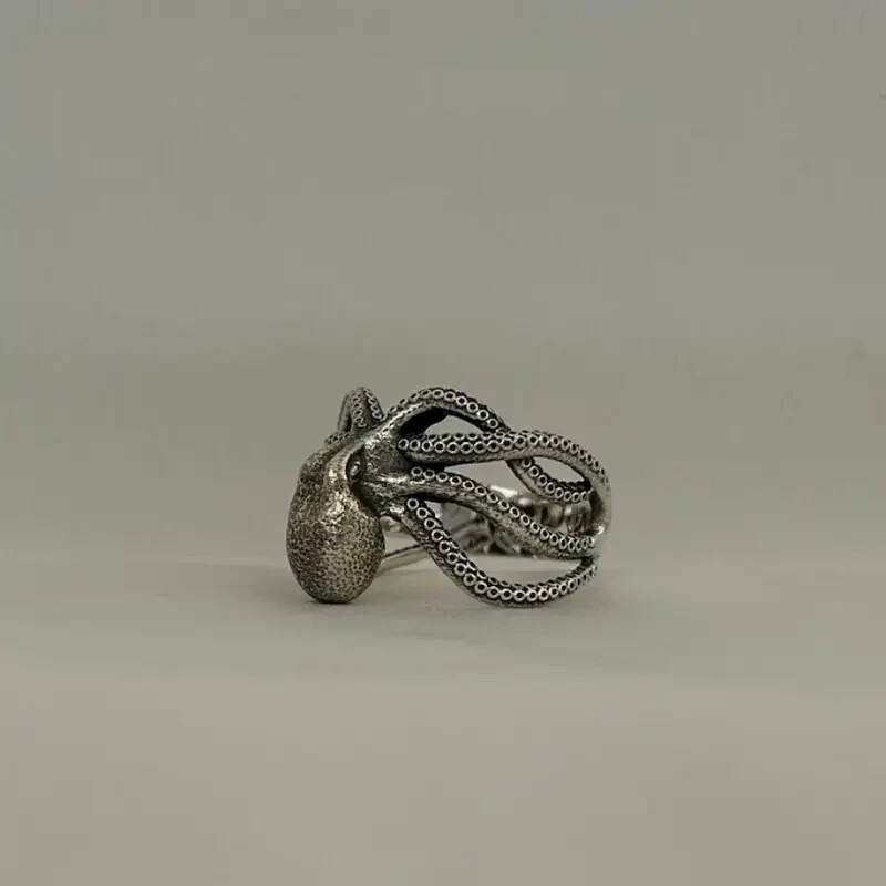 Elegant 925 Sterling Silver Unique Fashion Jewelry Charms Octopus Ring Size 10