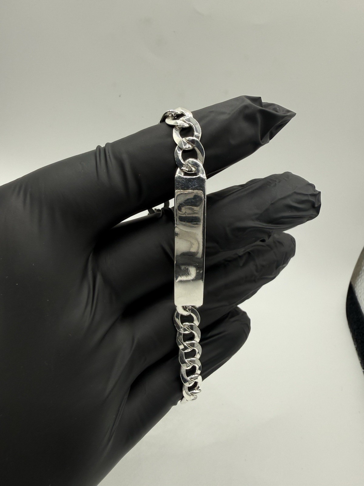 8” 8mm Flat Curb Cuban Bracelet Engravable ID Solid Sterling Silver 925
