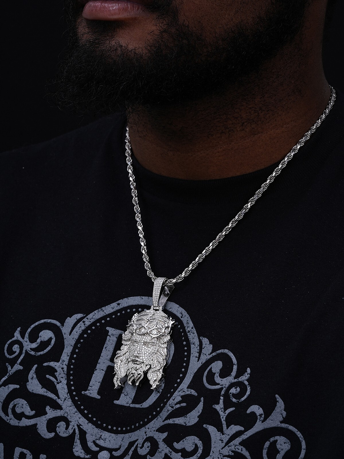 MOISSANITE Real 925 Sterling Silver Iced Hip Hop Jesus Piece Pendant Necklace