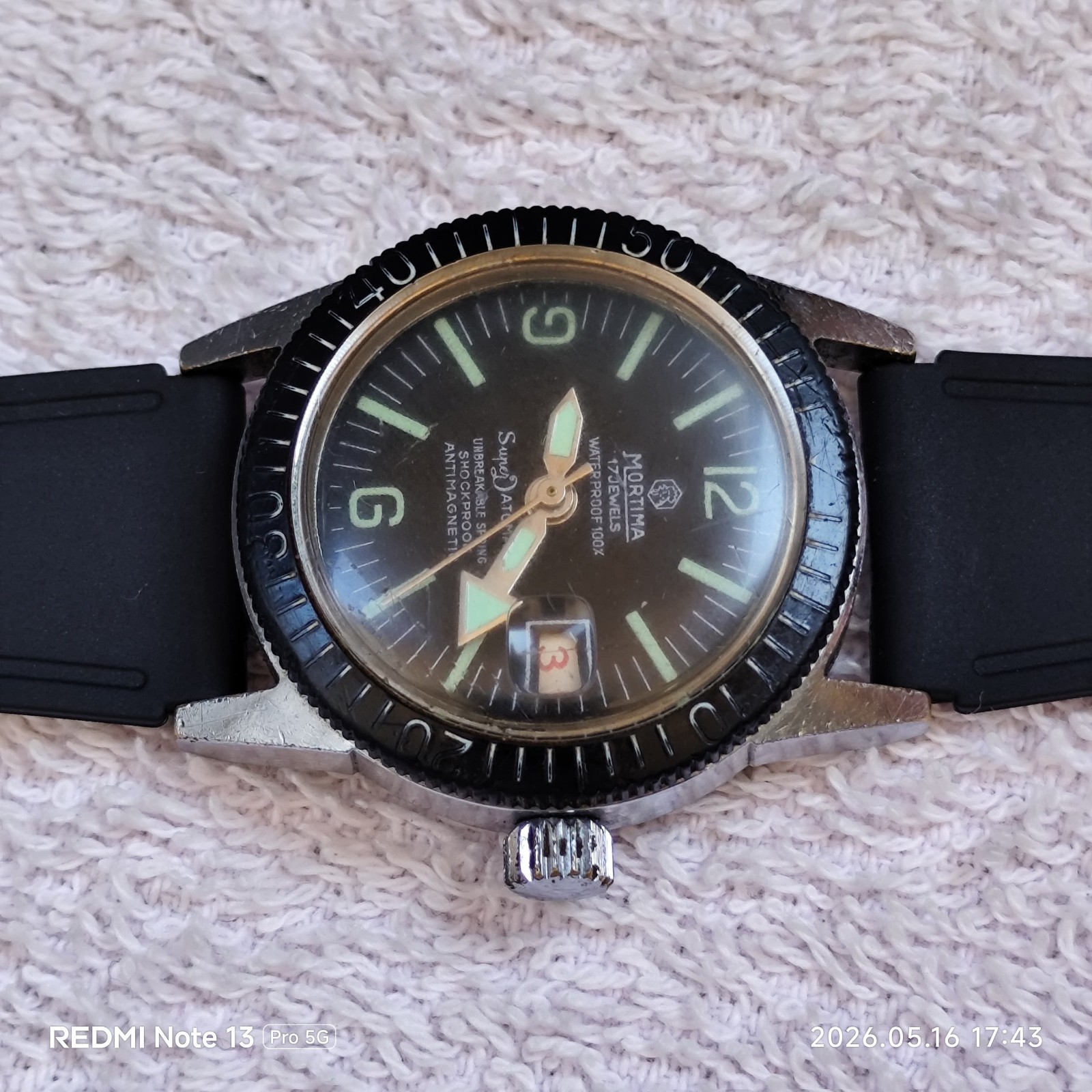 Vintage Mortima Super Datomatic 17 Jewels Mechanical Skindiver Watch – 1970s