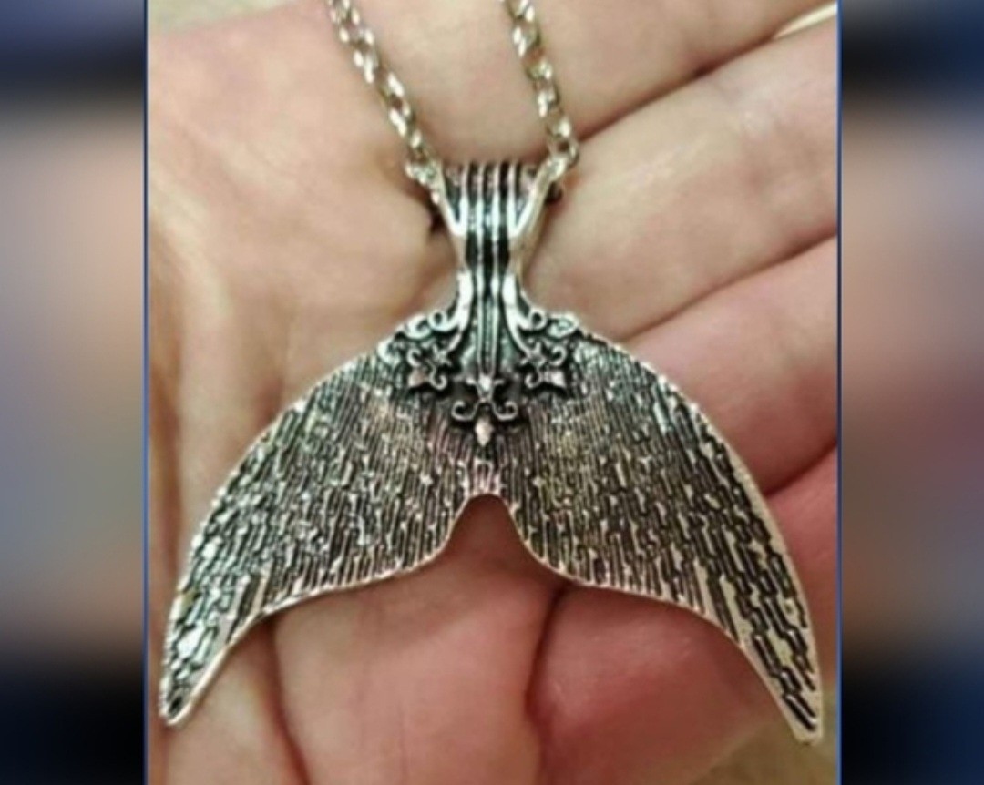 Mermaid Fish Tail Silver Tone Pendant Adjustable Necklace