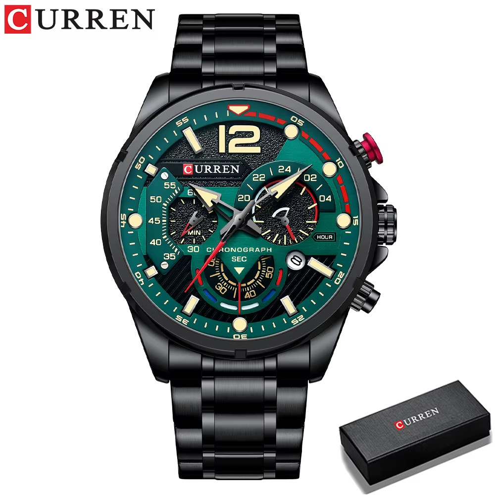 Men’s Casual Business Chronograph Watch Waterproof Stainless Steel Quartz