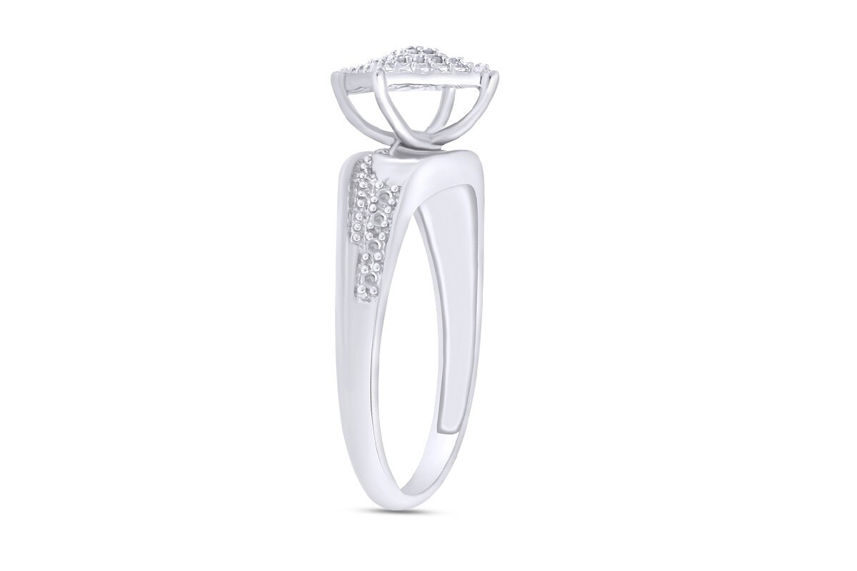 Natural Diamond Accents Wedding Engagement Ring 14K White Gold Plated Silver