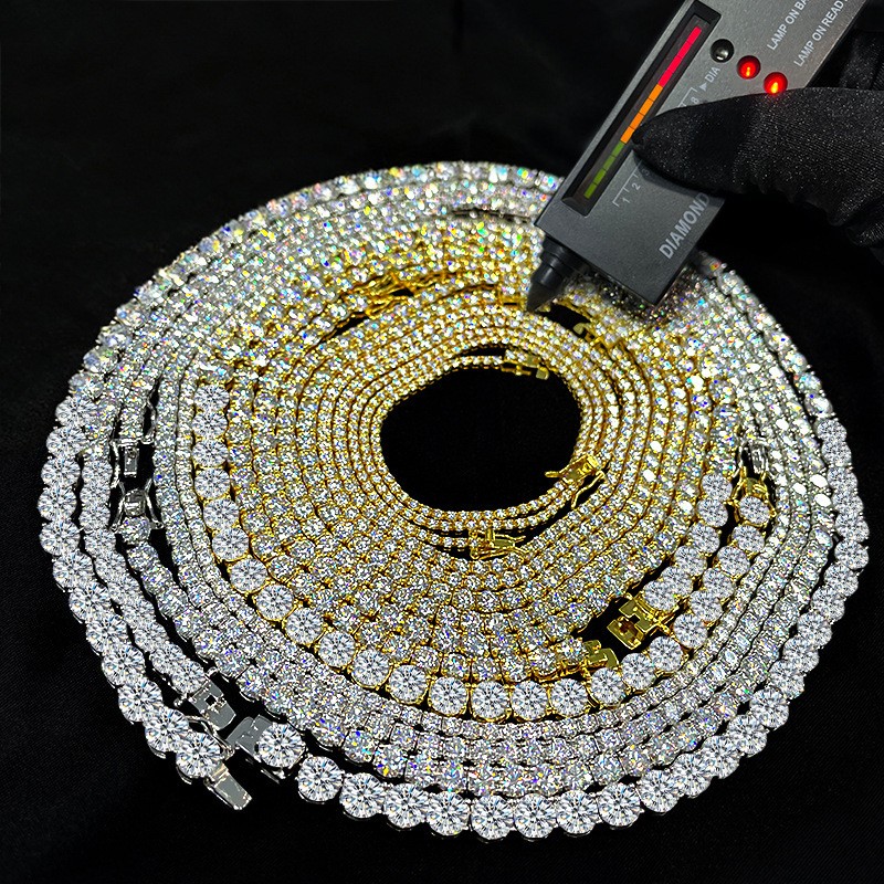 2-6mm 6″-24″ Real VVS1 D Moissanite Tennis Chain 925 Silver Pass Diamnd Tester!