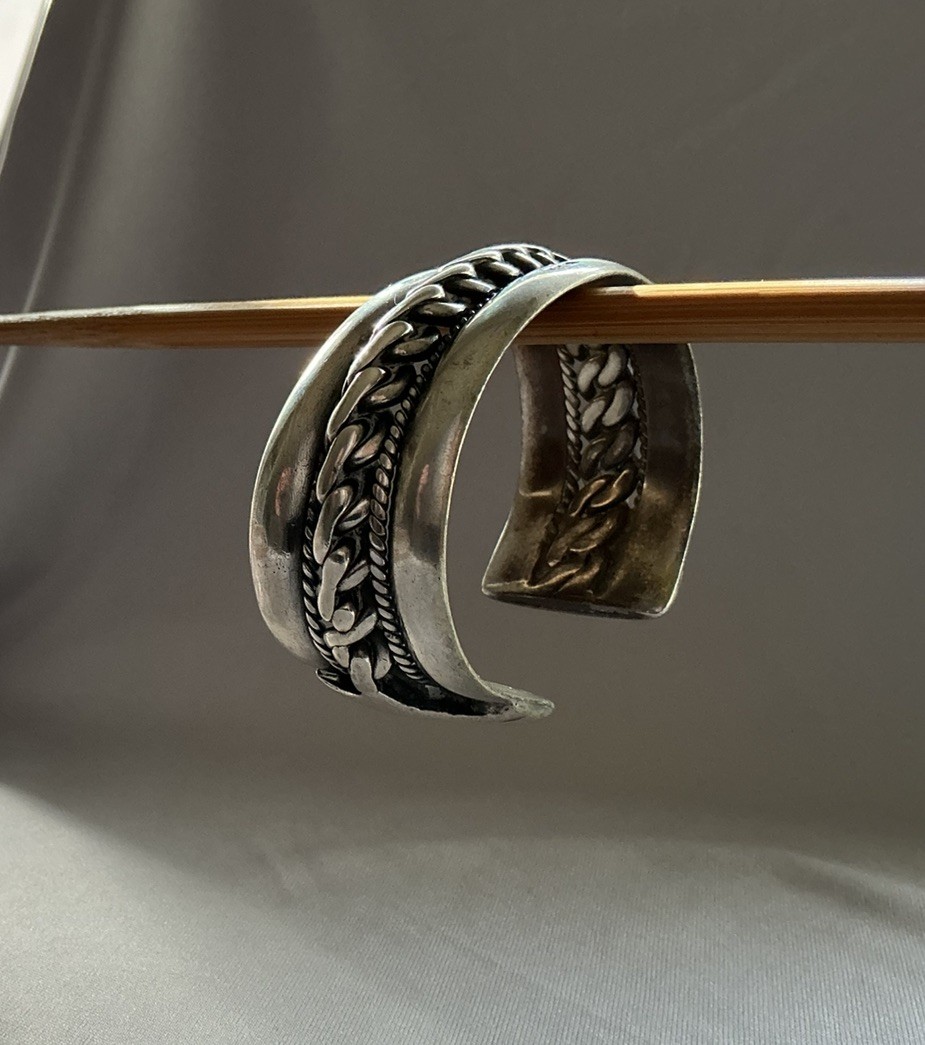 Massive 114g Vintage Egyptian .900 Silver Statement Cuff – Unique Hallmarks