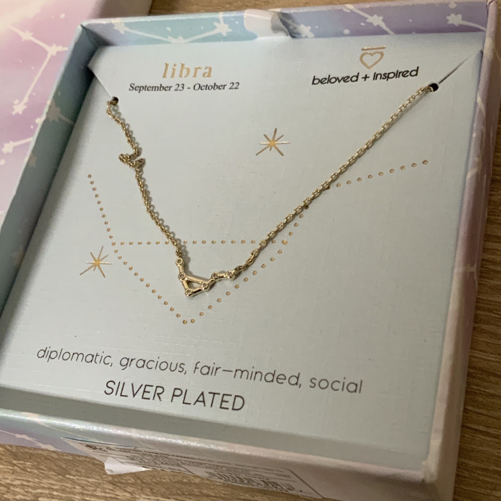📀 Beloved + Inpired LIBRA Zodiac Silver Plated Constellation Necklace