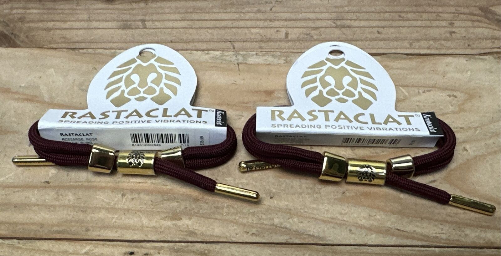 2 Pack!!! Rose Rastaclat Burgundy Knotaclat Shoelace Bracelet Gold New