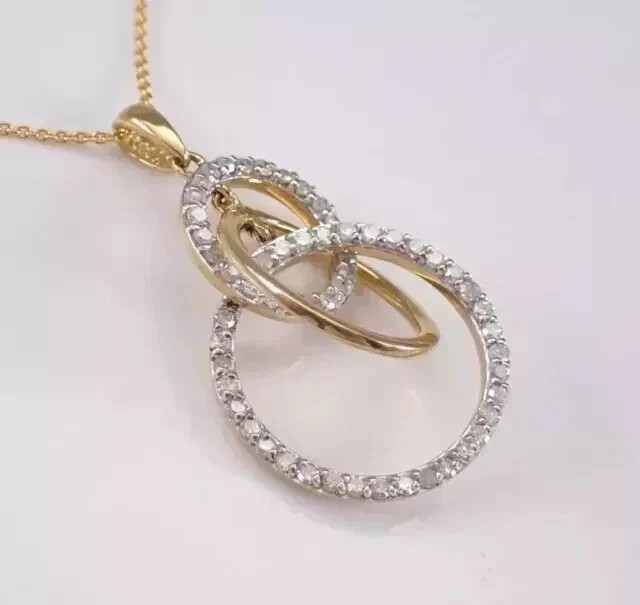 Stunning 2.20Ct Round Cut Simulated Diamond Open Pendant 14k Yellow Gold Plated