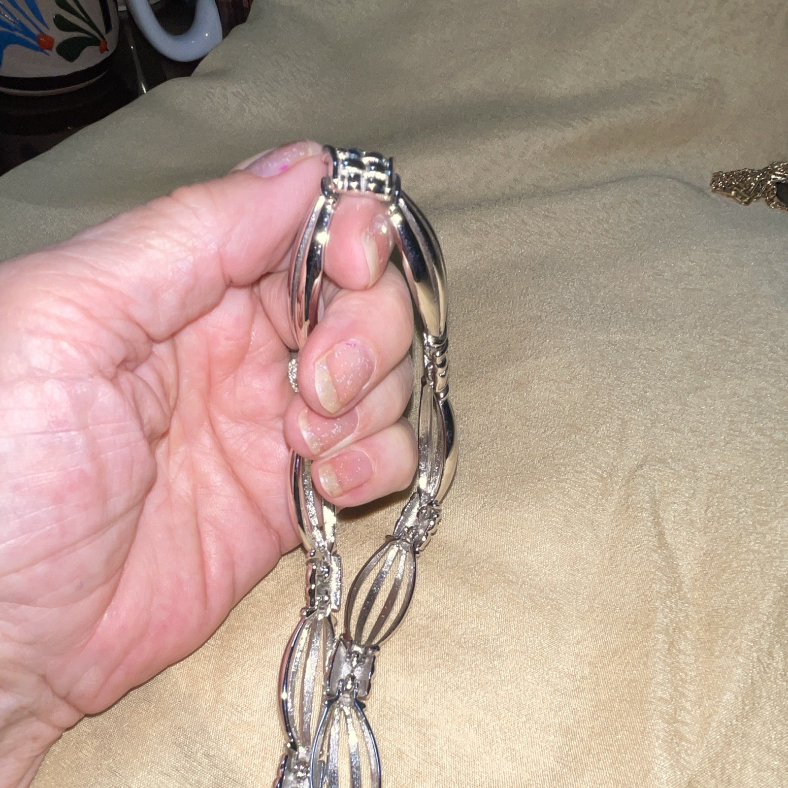 Money Silver Metal Adjustable Chain Link Bracelet with Hook Clasp Closure
