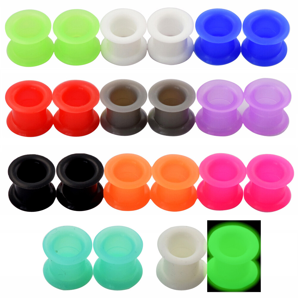 2Piece Thick Silicone Ear Gauge Plugs Flesh Tunnel Ear Stretchers Expander 2g-1″