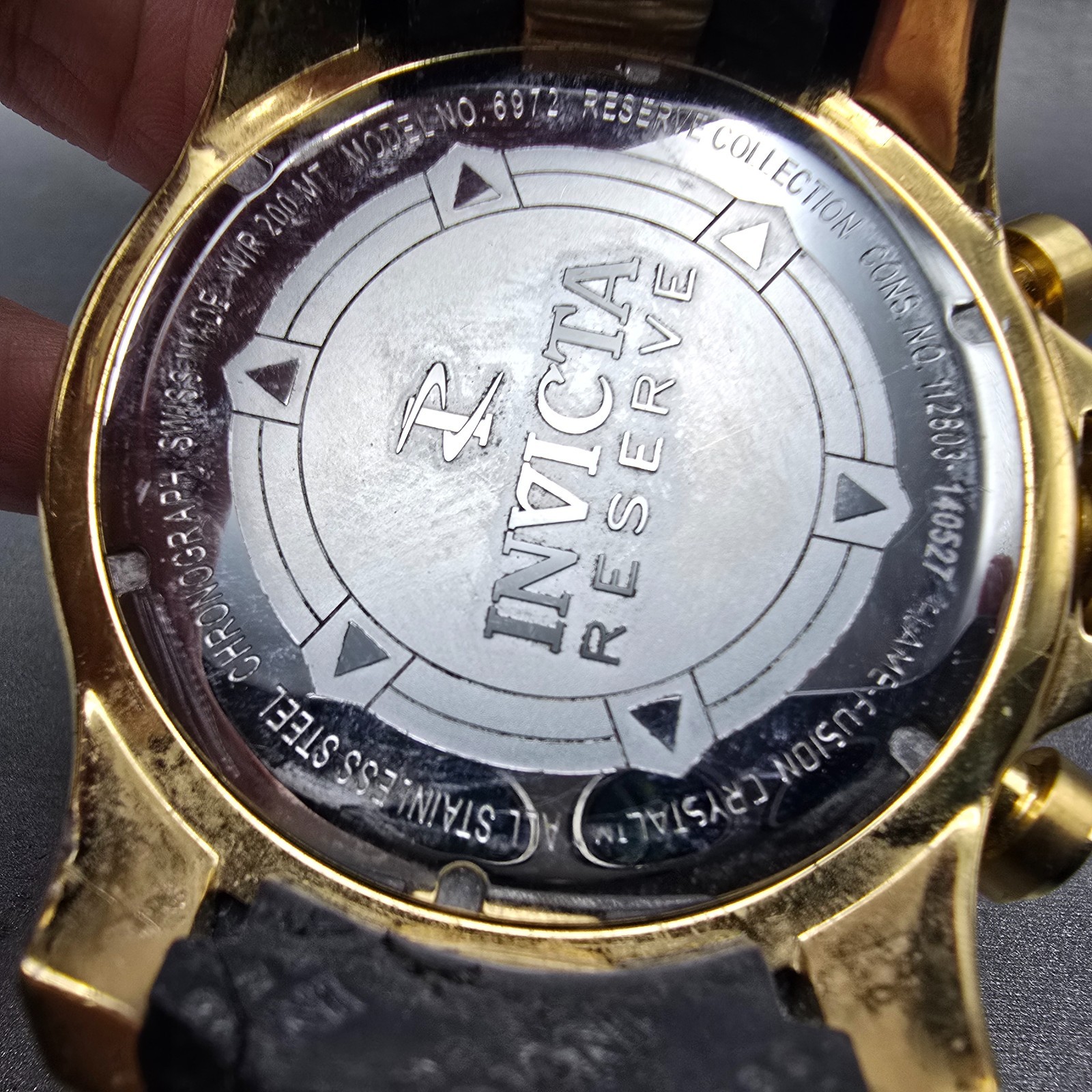 Invicta Reserve Chronograph Dive Watch Men 52mm Red Dial Gold Tone 6972 New Batt