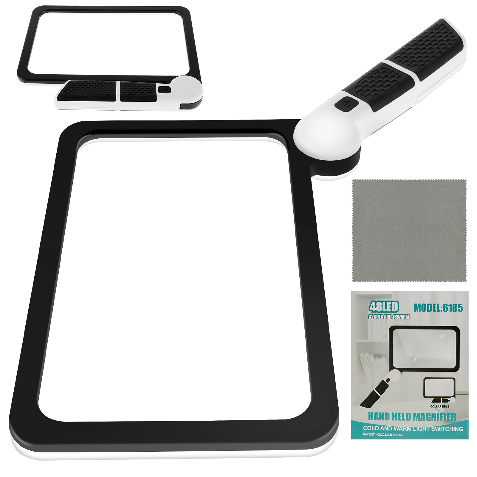 5X Reading Magnifier w/ Light Large Full Page Foldable Handheld Magnifying Glass