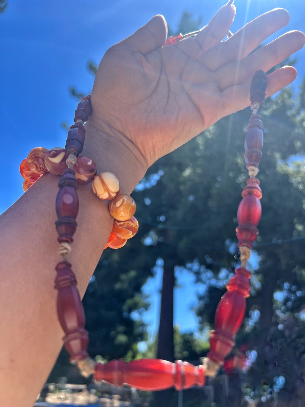 Natural Old Agate Vintage Tribal Bead Necklace | DIY Estate Jewelry Collectible