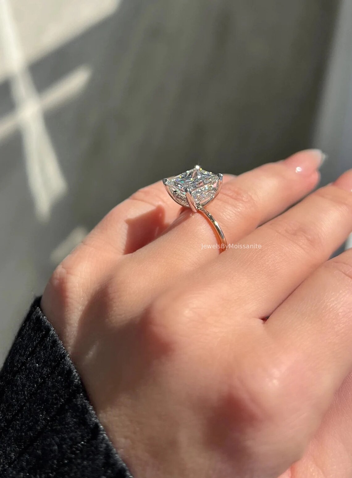 5 Ct Hidden Halo Princess Cut Moissanite Engagement Ring For Her 925 Silver