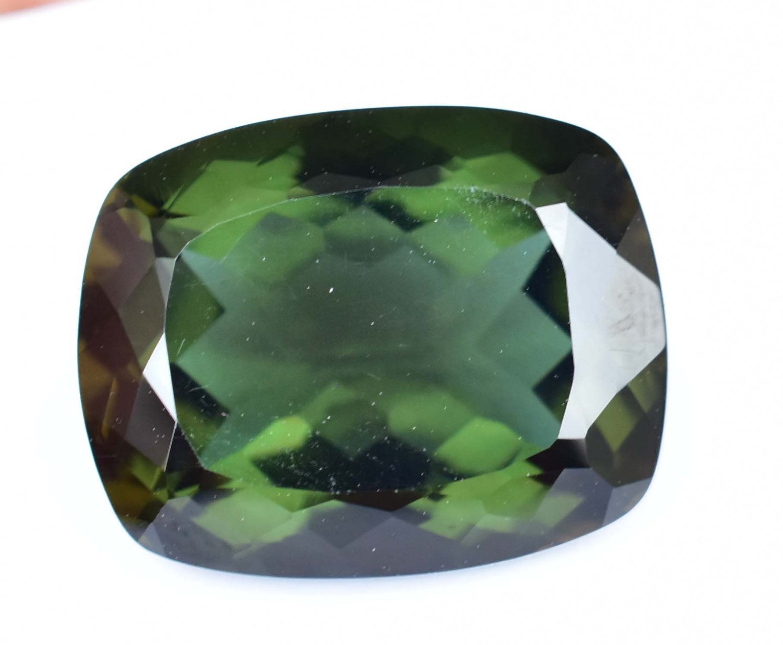 25.20 Ct Natural Greenish Moldavite Cushion Certified Flawless Loose Gemstone