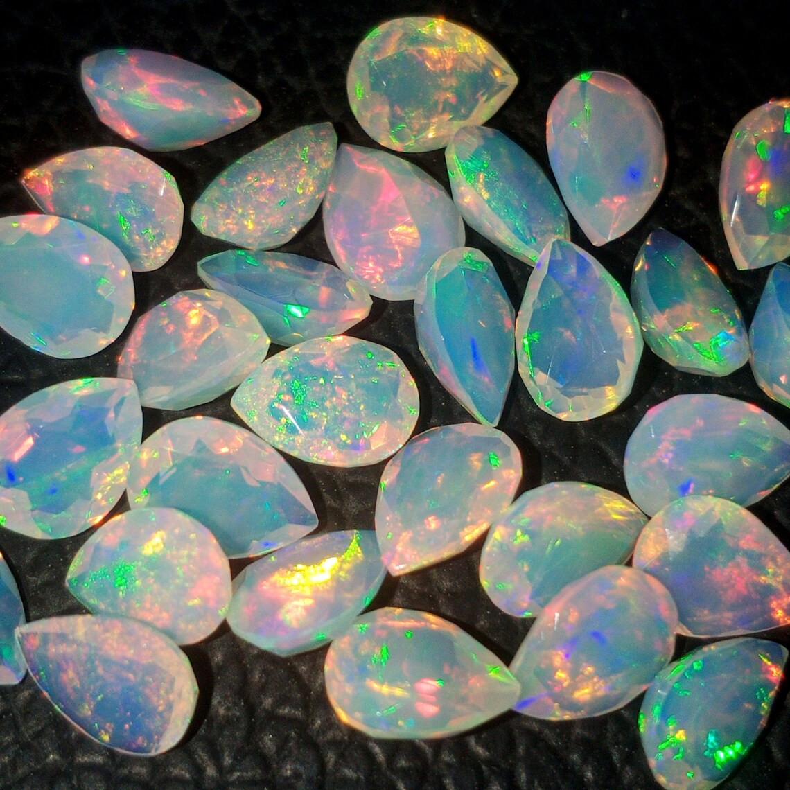 Amazing Ethiopian Opal Pear Faceted Size 5x7mm Rainbow Fire Opal Loose Gemstone
