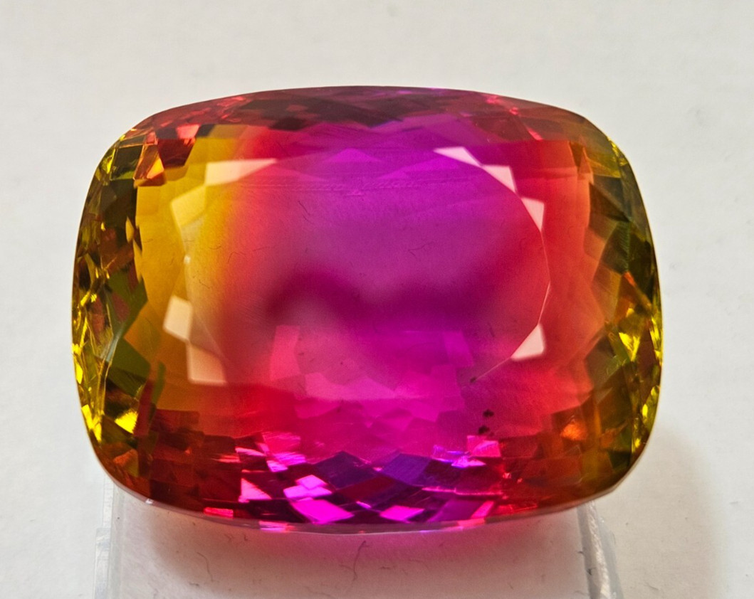Natural Bi-Colour Ametrine Cushion Cut CERTIFIED 88+ Ct Loose Gemstone
