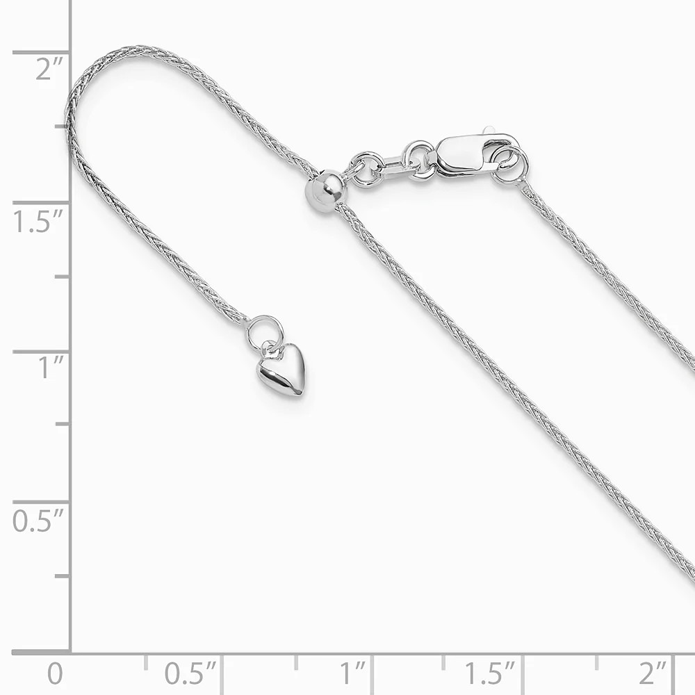 14K White Gold Adjustable 1mm Wheat Chain Necklace 22″-30″