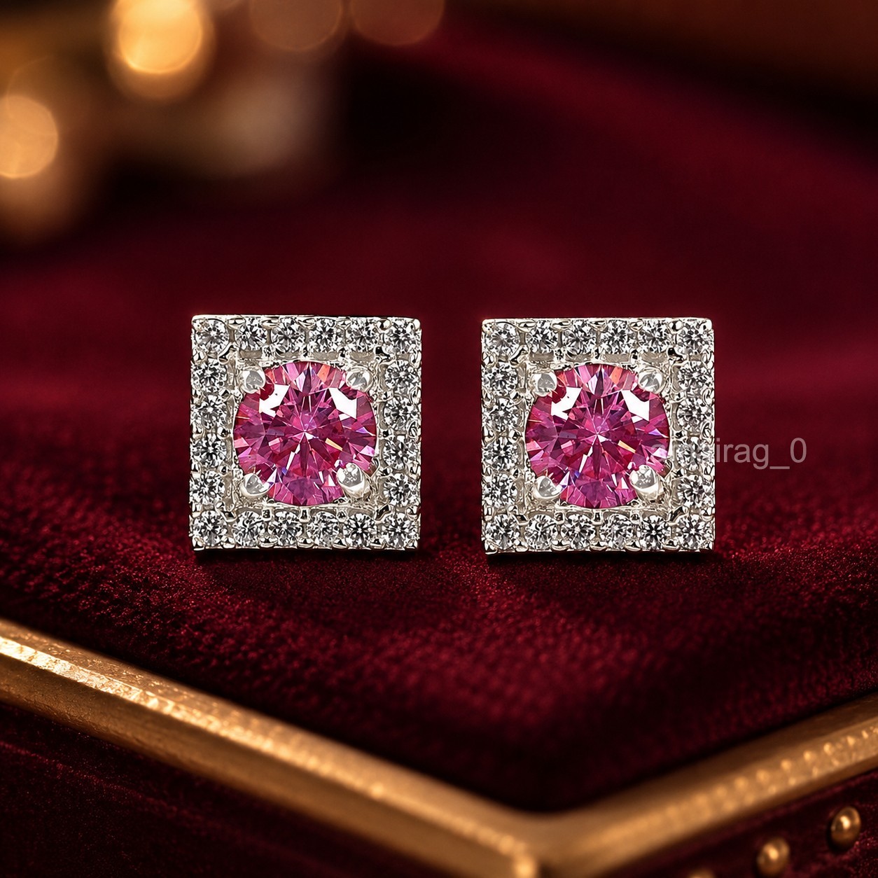 Gorgeous 2 Ct Pink Treated Diamond Stud Earrings VVS1 Certified Christmas Gift