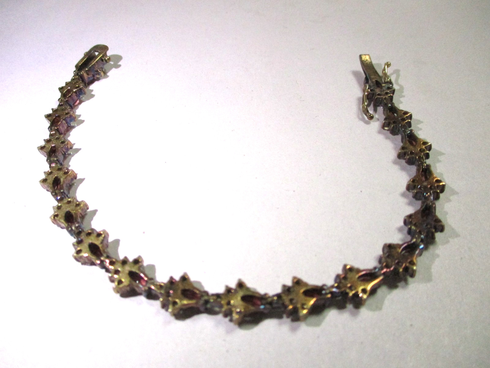 VINTAGE CHRISTIAN LAY 925 STERLING SILVER GARNET CZ TENNIS BRACELET SIGNED CL