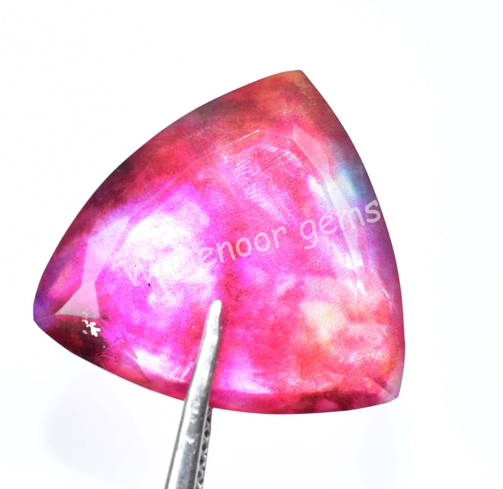 26.75 Ct Natural Ammolite Trillion Opal-Like Organic Doublet Rare Gemstone