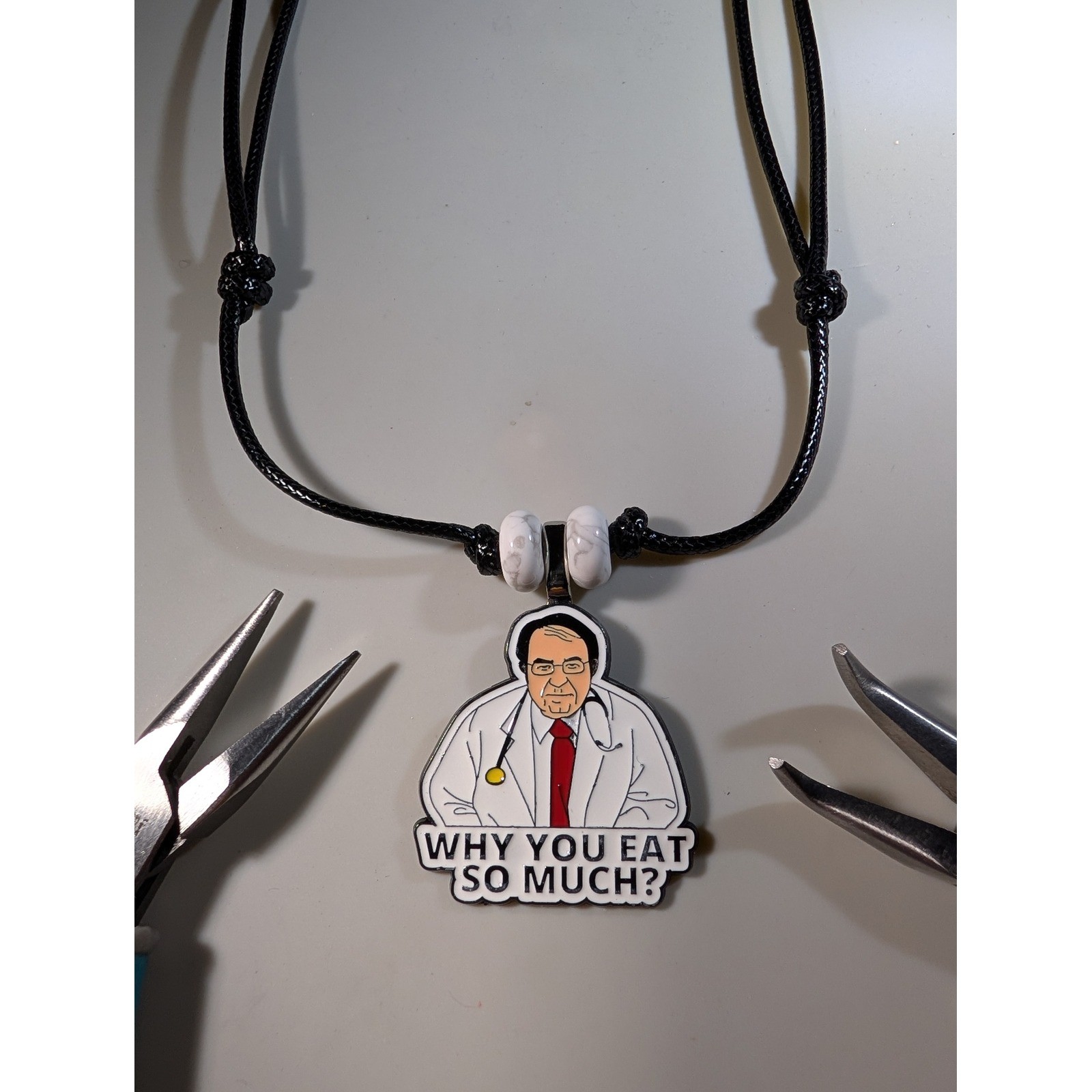 Dr Nowzaradan Why You Eat So Much Repurposed Enamel Pin Necklace Adjustable Cord