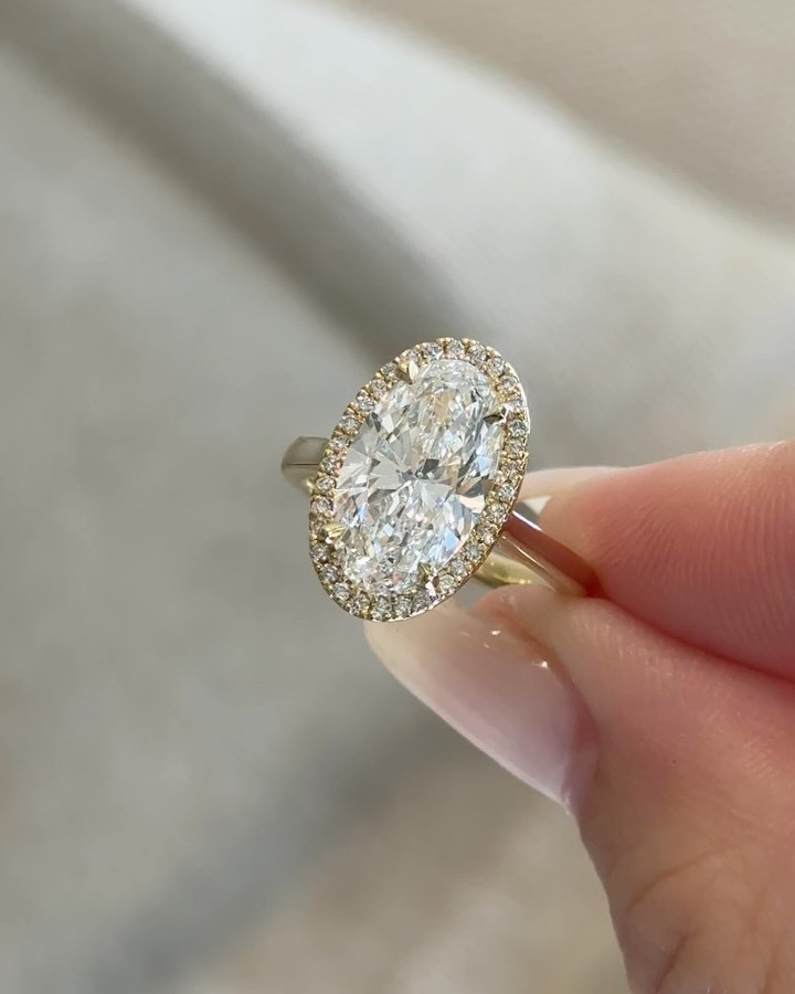 The Art of Fine Jewelry 5.20ct Oval Lab Grown Diamond Ring Solid 14K Yellow Gold