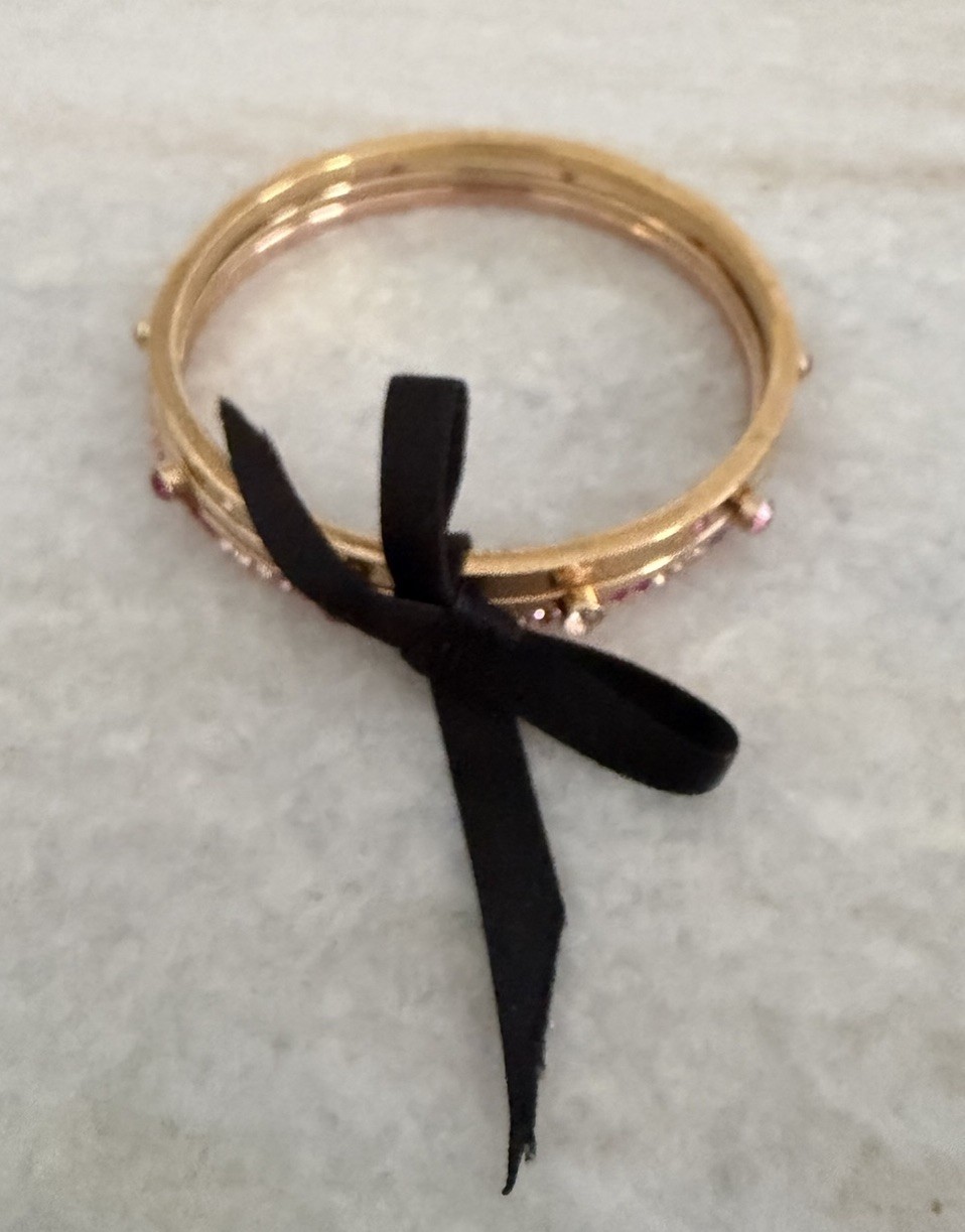 Rare Signed Victoria’s Secret Crystals 3 Gold and Pink Bangle Bracelets