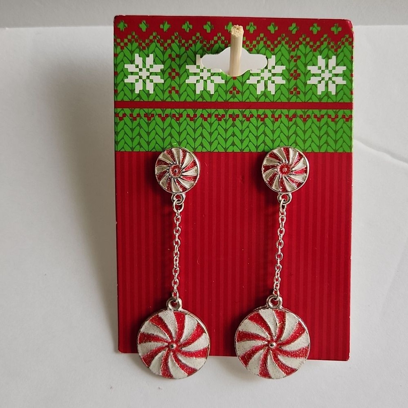 Beautiful Red/White Peppermint Christmas Candy Hook Drop Dangle