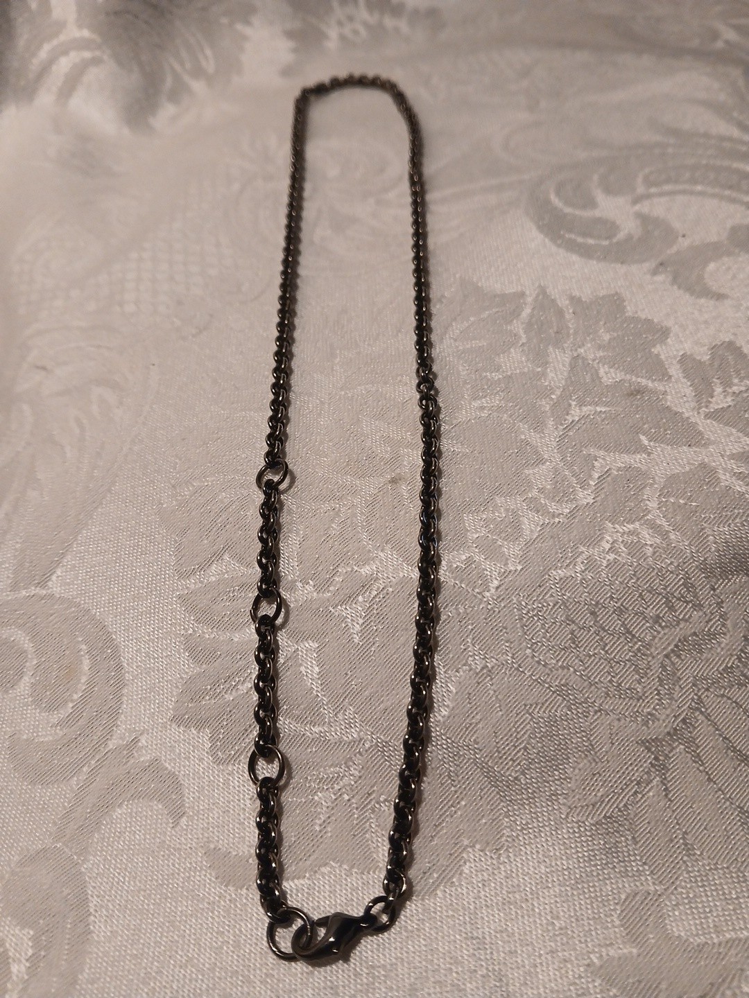 Vintage Stainless Steel Cable Chain Necklace, Lobster Claw Clasp, 9″L