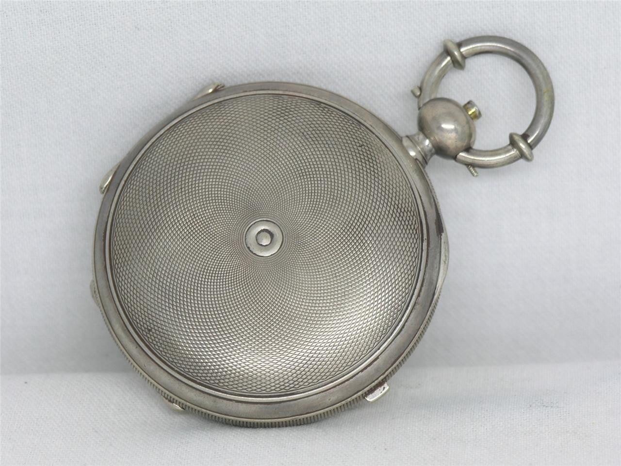 ANTIQUE 57MM HUGUENIN 1/4 JUMP SECONDS POCKETWATCH, ORIGINAL CASE, RUNNING!