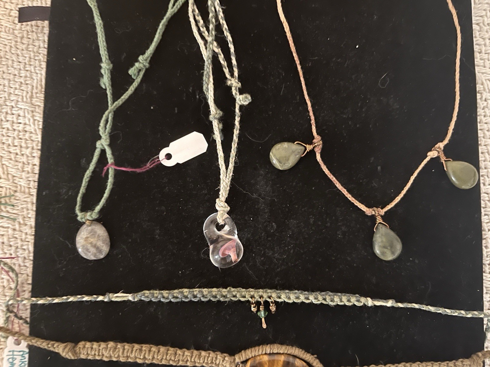 Hemp Jewelry Lot Of 18 Pieces W/semi-precious Stones All New