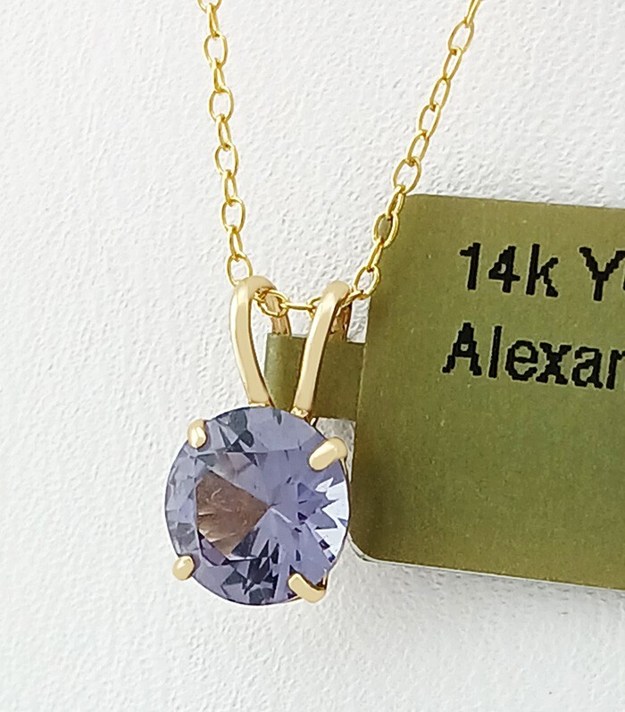 LAB AAA 0.95 Cts ALEXANDRITE PENDANT SOLID 14k YELLOW GOLD – New With Tag