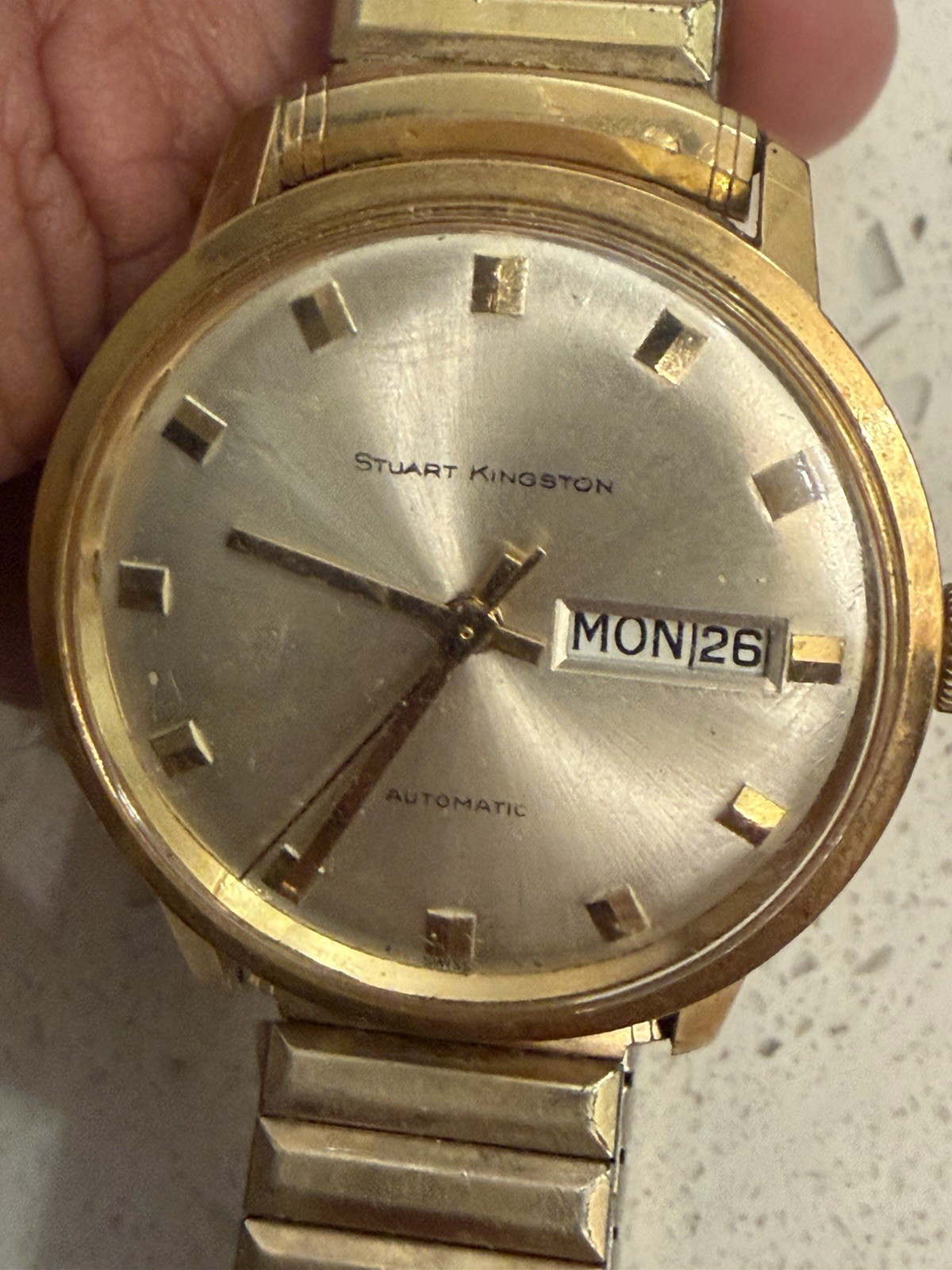 Vtg Aureole 17 Jewel Automatic Gold Plated Mens Watch Stuart Kingston Incabloc