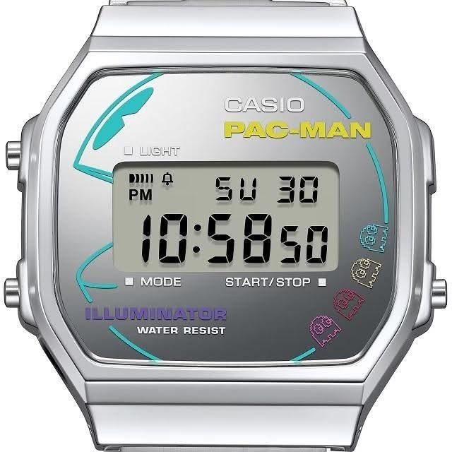 Casio A168WEPC-7ADR PAC-MAN Limited Edition Digital Watch Silver Steel Retro New