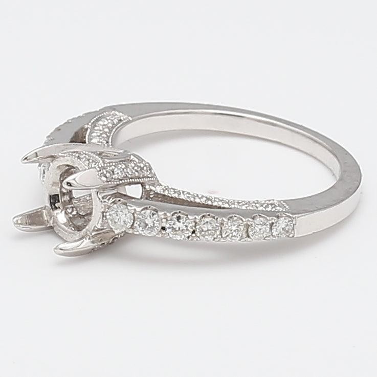 0.50 Carat Round Brilliant G VS1 Diamond 14k WG Semi Mount Ring