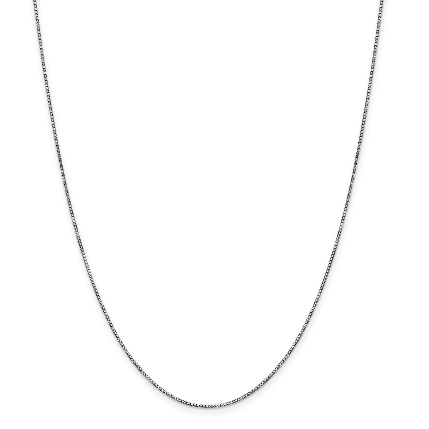 14k White Gold 0.90mm Solid Plain Box Link Chain w/ Lobster Clasp 16″ – 30″