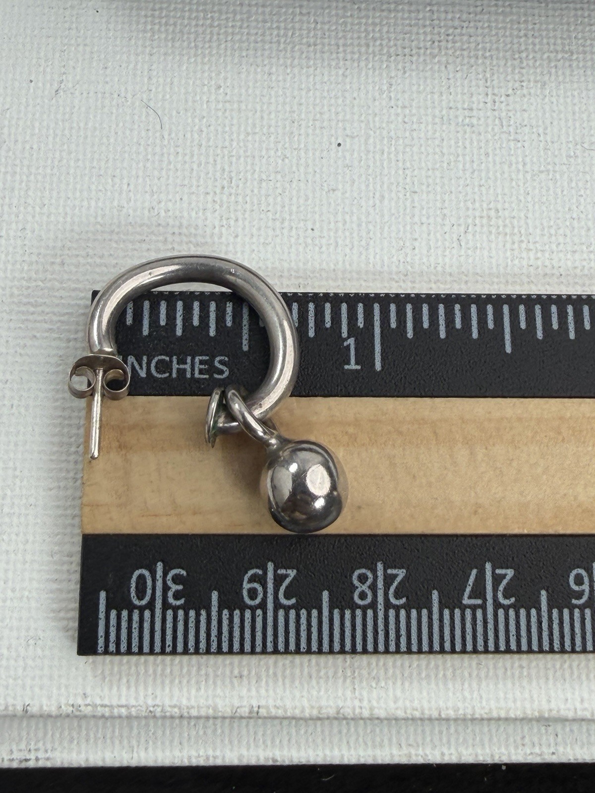 Vintage Two In One Sterling Silver Half Hoop Earrings With Removable Ball Bead