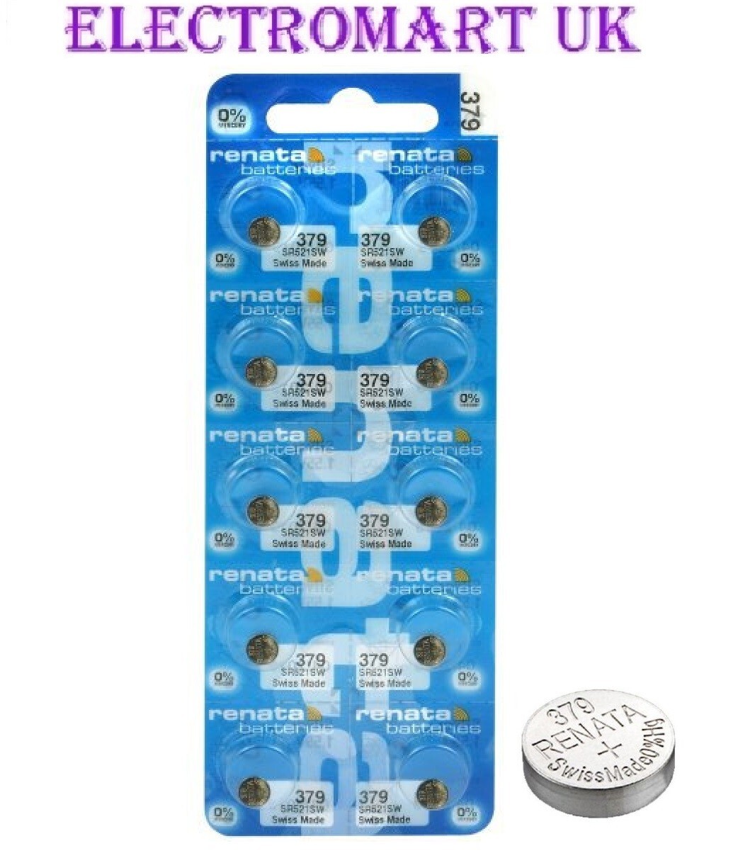 10 X RENATA 379 SR521SW SILVER OXIDE SWISS MADE WATCH BATTERIES 1.55V