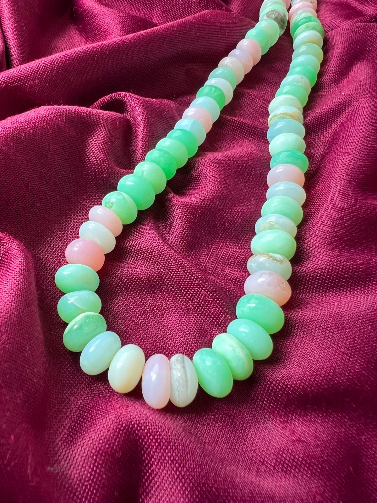MULTI OPAL BEADS ROUNDELLE 8-9MM SMOOTH GEMSTONE 16 INCH NECKLACE