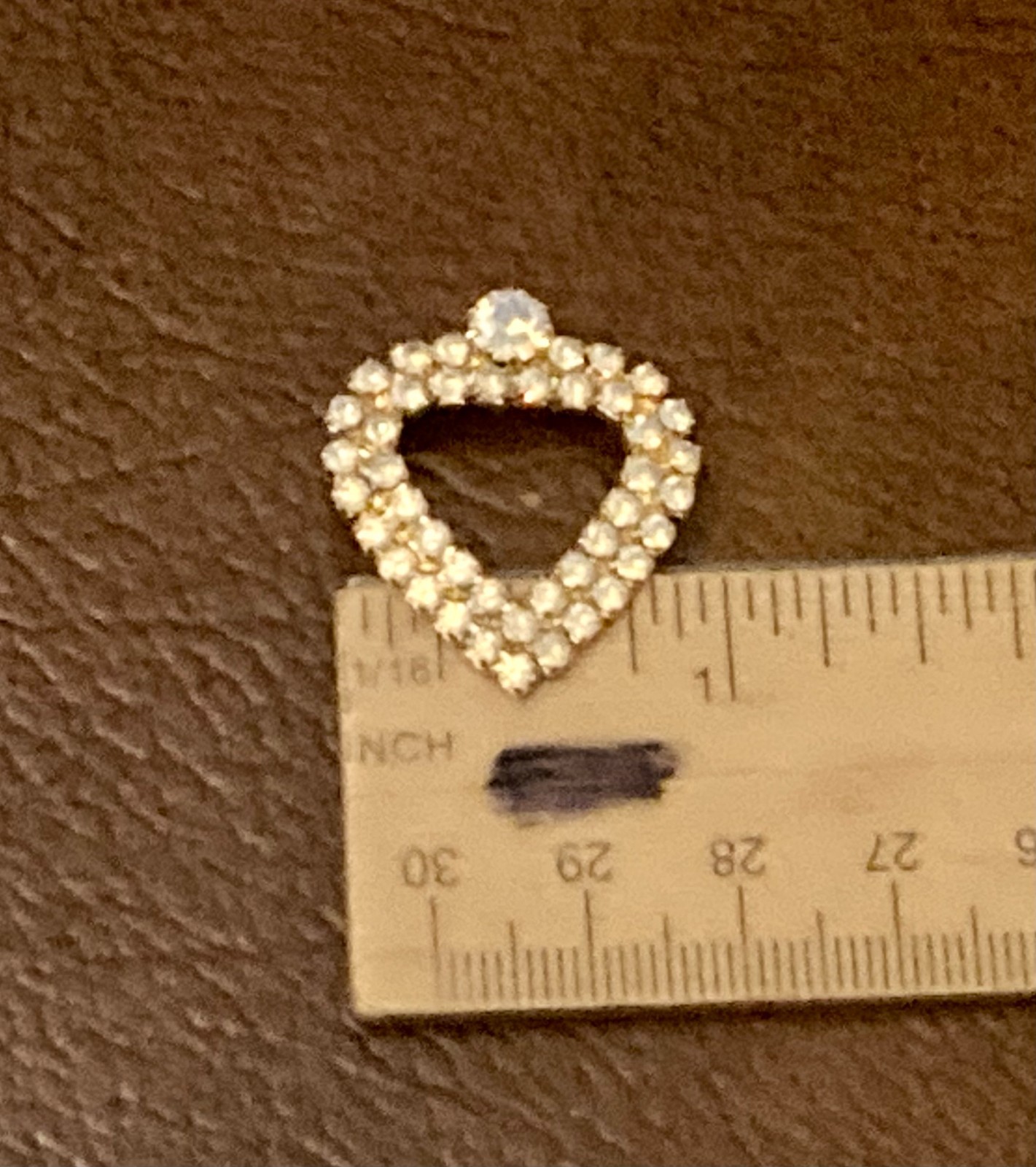 Vintage Diamante Heart Pendant Gold Tone Crystal Rhinestone
