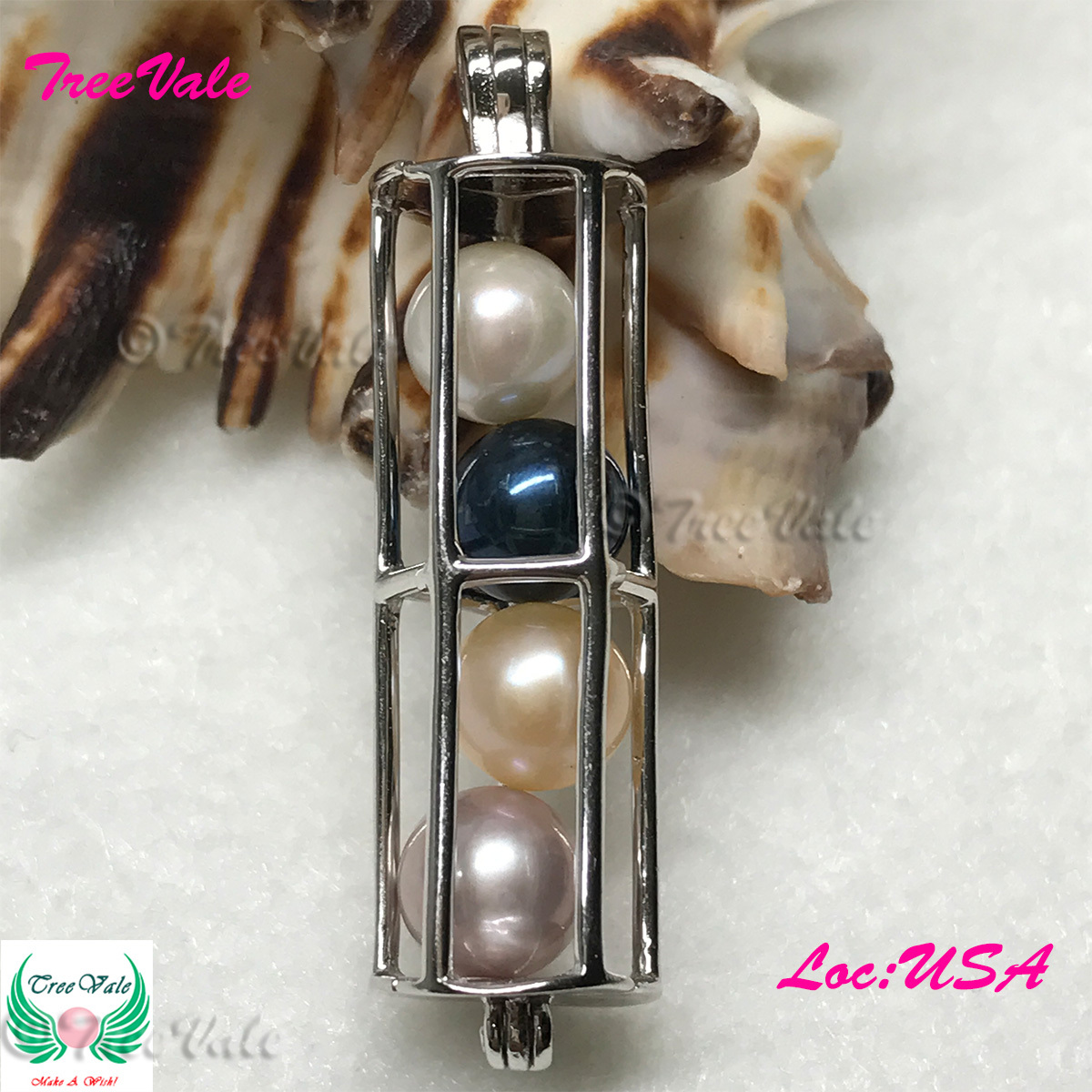 Fairy Tube – Solid 925 Sterling Silver – Locket Pearl Cage Pendant – Hold 6-8mm