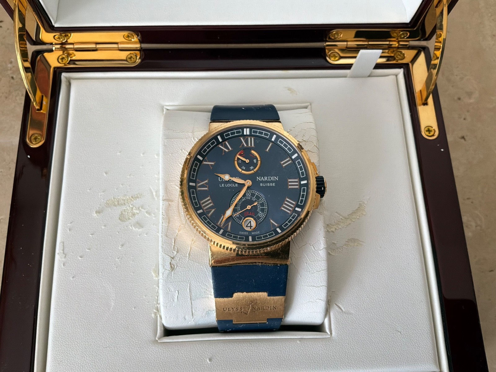 Ulysse Nardin Marine Mens Gold Watch. Cosc# UN118-1012731