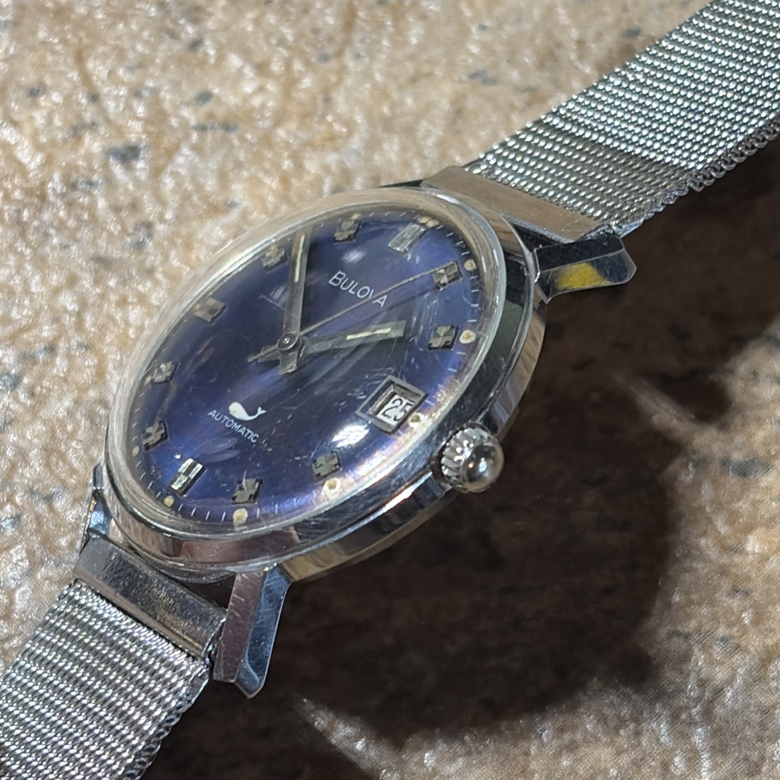 Vtg BULOVA Sea King Men’s Automatic 11 ANACD Watch Date Blue dial (Repair) READ