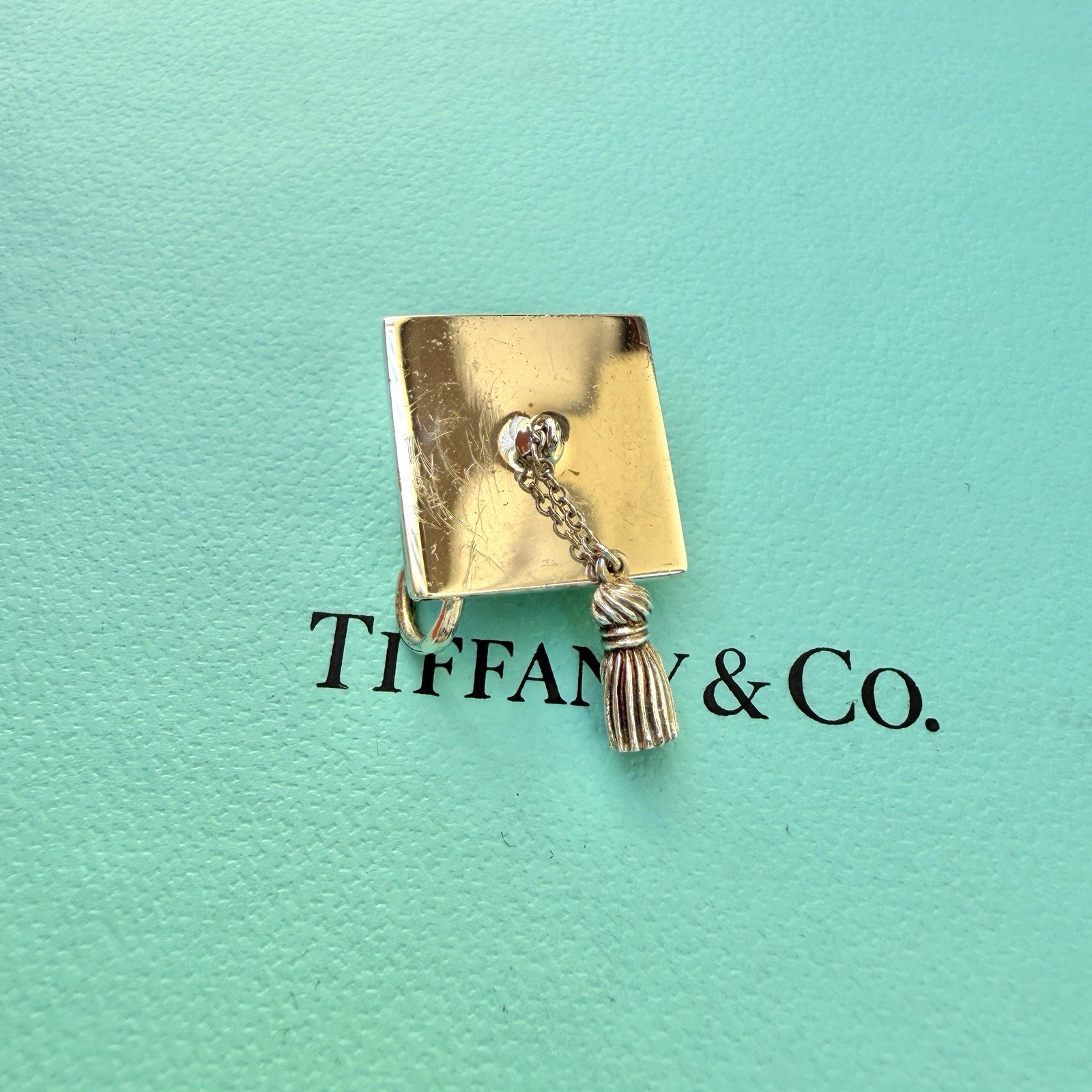 Authentic Tiffany & Co Silver Graduation Cap And Tassel Pendant Charm