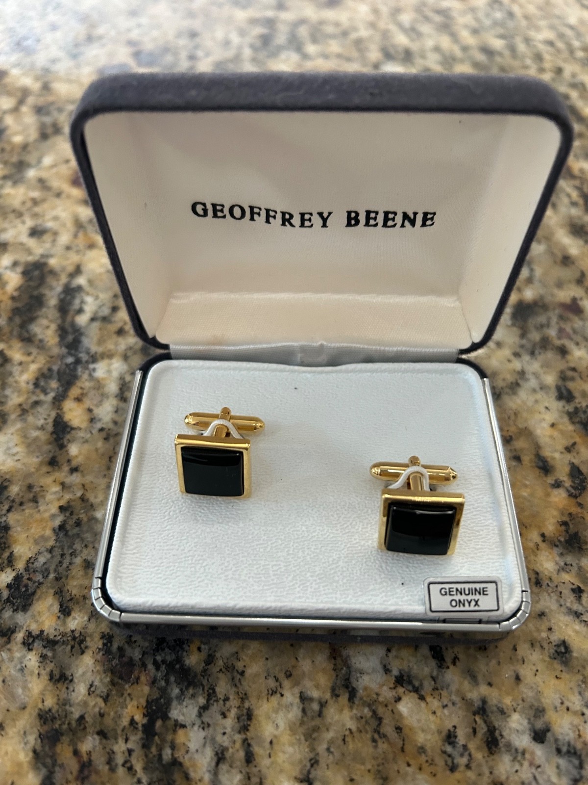 Geoffrey Beene — onyx cufflinks — Brand New