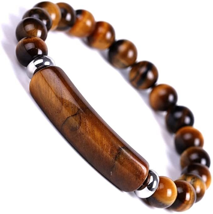 Tiger eye Stretch Bangle Bracelet 8mm Natural Gemstone Healing Stone Handmade