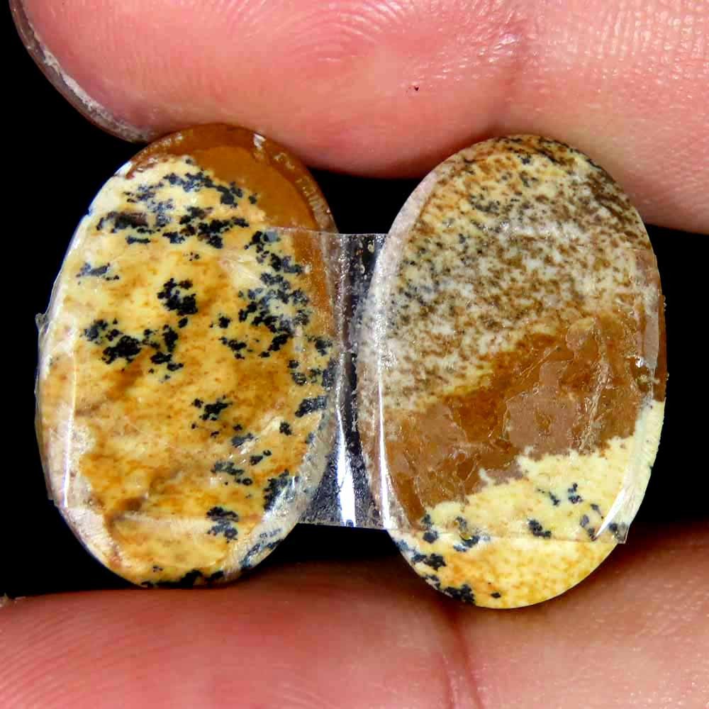 21.20Cts.100% Natural Designer Picture Jasper Oval 13x19x5mm cab Pair Gemstone