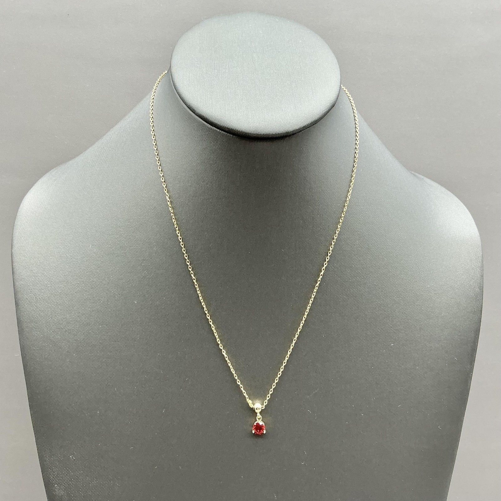 Pavoi Necklace Gold Tone Chain Red Round Stone Pendant Adjustable Slider Womens